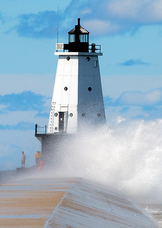 Big Splash at Ludington Lighthouse