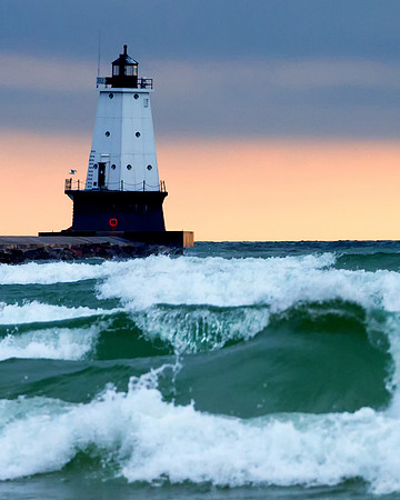 Big Waves at Ludington Light