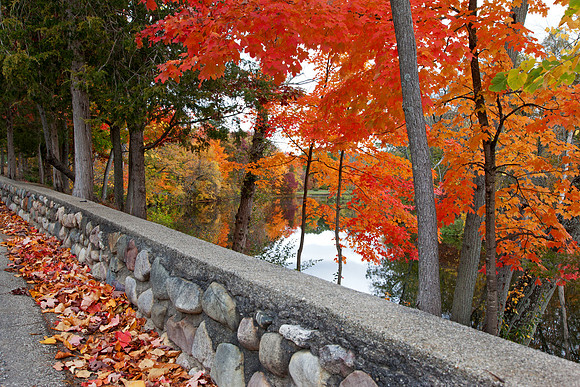 Stone Wall at Fallasburg Park in Autumn