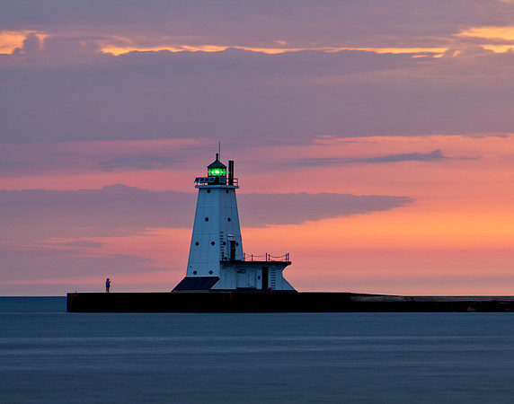 Solitary Sunset at Ludington Lighthouse