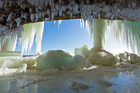Sea Cave and Ice Curtains - Grand Island