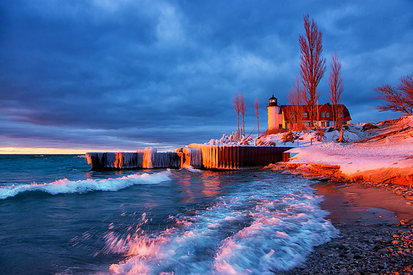 Stormy Winter Night at Pt. Betsie Lighthouse