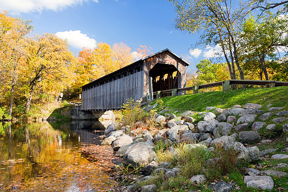 Fallasburg Covered Bridge in Autumn - Lowell, Michigan