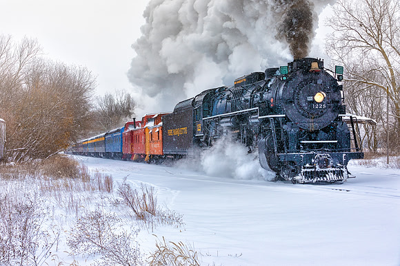 Pere Marquette 1225 on a snowy day