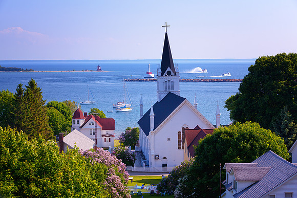 Mackinac Overlook and Lilacs