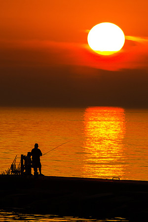 Fisherman's Sunset Silhouette - North Breakwater