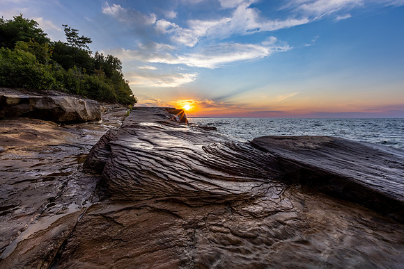 Sunset with Sculpted Rock