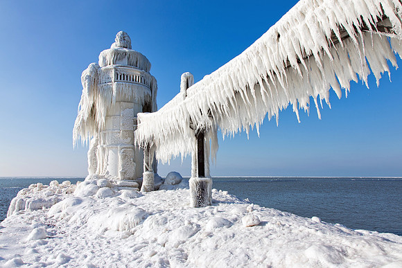 St. Joseph Michigan North Pier in Winter