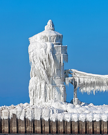 St. Joseph Michigan North Pier in Winter