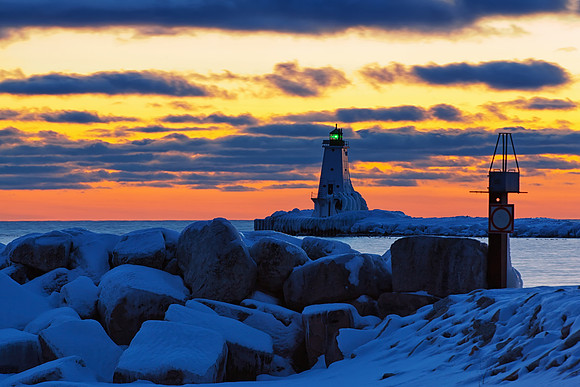 Ludington Lighthouse on Ice