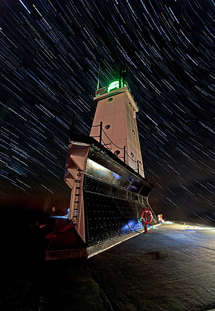 Star Trails Over Ludington Lighthouse
