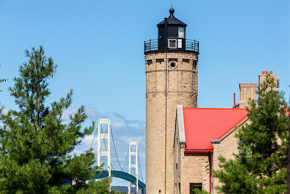 Old Mackinac Lighthouse and Bridge