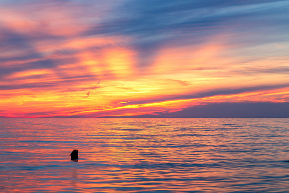 Sunset with Piling - Ludington