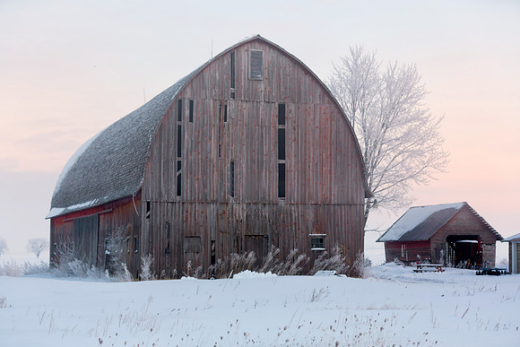 Rural Barn on a Winter Morning