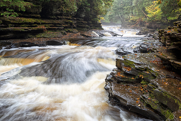 Presque Isle River on a Misty Autumn Morning