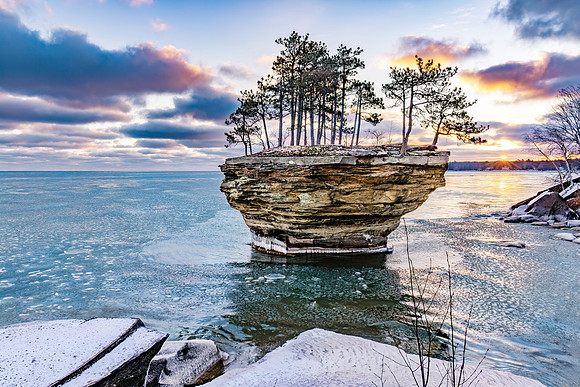 Turnip Rock and Pancake Ice at Sunrise