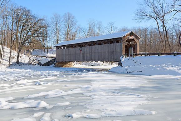 Fallasburg Covered Bridge in Winter