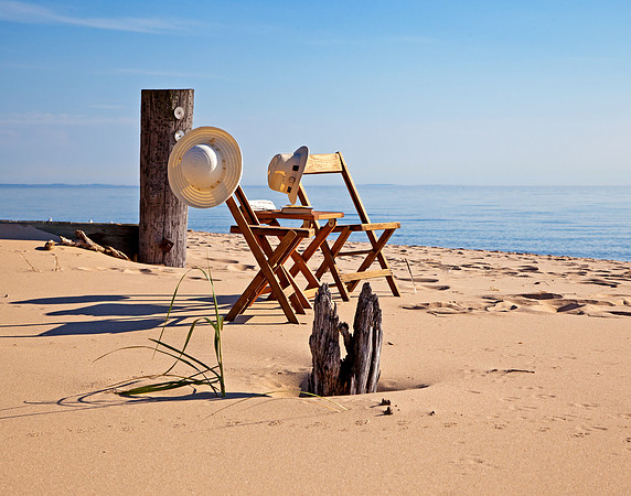 Wood Chairs and Straw Hats