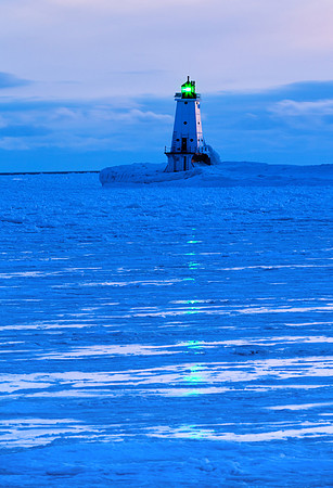 Ludington Pier Lighthouse on a Winter's Eve